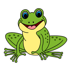 Cute Cartoon Frog. Vector Illustration of Funny Green Frog