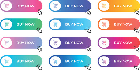 Obraz premium Read more, Learn more, Book now, Watch now, Buy now, Download. Set of modern multicolored buttons with gradient for web sites and social pages.