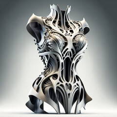 Alien dress, experimental design concept, looks like a skeleton or biomechanical