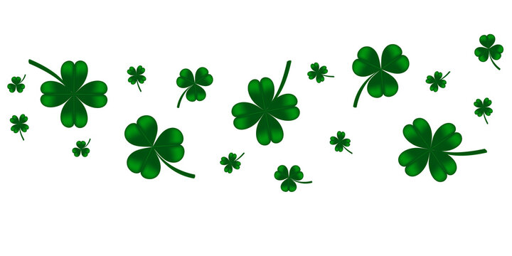 Background for St. Patricks with space for text. Vector illustration for a design with clover. Clover isolated on white background. Irish holiday symbols. 