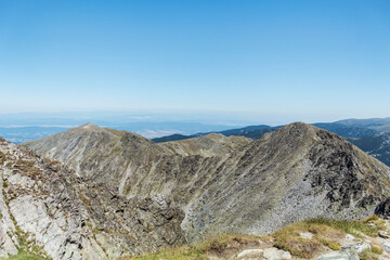 Fototapeta na wymiar Beautiful Summer Mountain Landscape . Musala Peak in Rila Mountain ,Bulgaria 