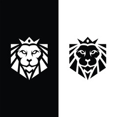 Obraz premium Royal king lion crown symbols. Lion animal logo. Premium luxury brand identity icon. Vector illustration.