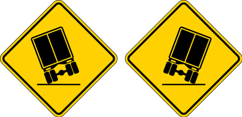 Traffic Sign, Truck Falling Graphic On White Background