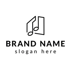logo with a linear icon in the form of a diamond with a note for the sphere of music
