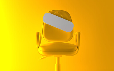 Blank sign on an empty chair. Hiring new job vacancy concept. 3D Rendering. We are hiring.