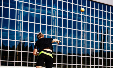 man athlete shot put in athletics competition