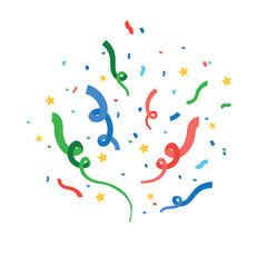 Bright multicolored confetti on a white background. Vector illustration