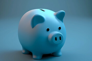 illustration of a light blue piggy bank isolated, created with generative ai