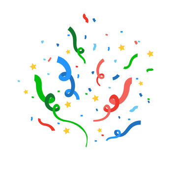 Bright multicolored confetti. Illustration on transparent background