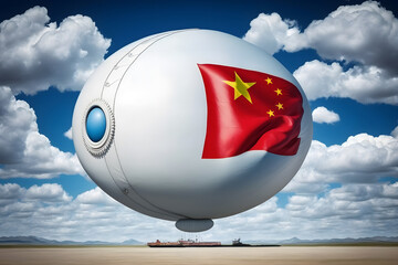 Spy eye balloon of China, data surveillance and monitor. Generation AI