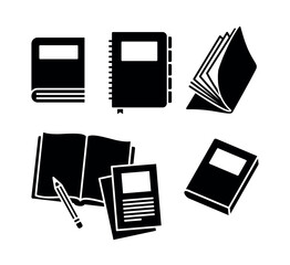 Set of school icons (books, homework, pages) in vector