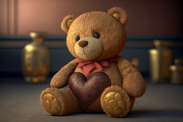 illustration of the teddy bear with heart