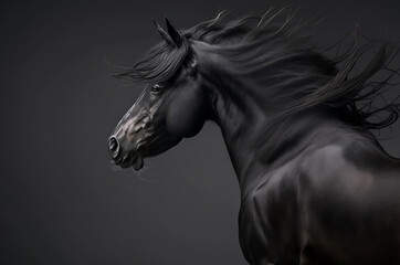 Obraz na płótnie Canvas Generative AI background illustration of Portrait of beautiful Horse