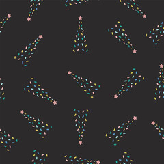 holiday vector christmas trees on black background pattern