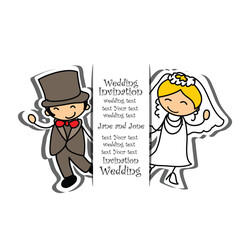 Wedding doodle couple in love. Vector illustration for greeting card, invitation and banner