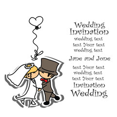 Wedding doodle couple in love. Vector illustration for greeting card, invitation and banner