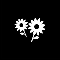 Sunflower - icon, illustration on black background