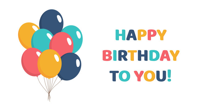 Happy birthday. Congratulation. Postcard for the holiday. Vector banner with balloons

