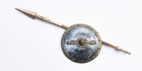 shield and spear isolated on white background