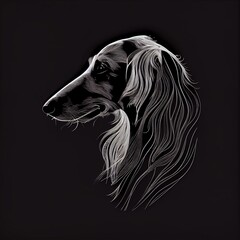 Borzois Dog Breed Isolated on Black Background. Generative AI