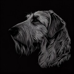 Irish Wolfhounds Dog Breed Isolated on Black Background. Generative AI