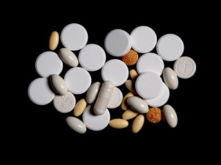 Many different types of pills or medicine drugs