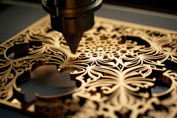 CNC Laser slicing of Intricate Metal Patterns and Shapes, generative ai