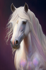 Obraz na płótnie Canvas white horse in the wind