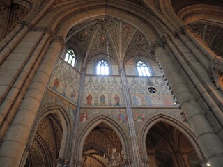 The interiors of Uppsala Cathedral - high angle view, architecture, columns, arches