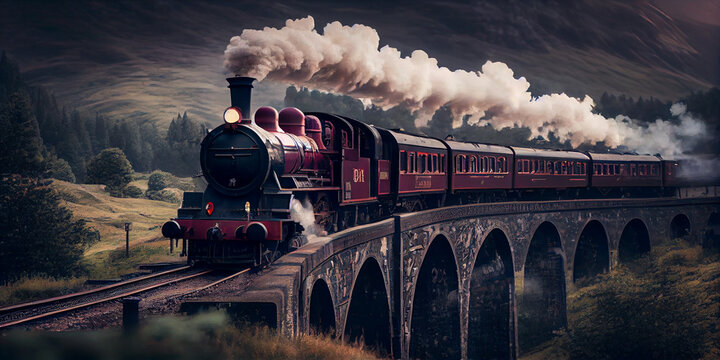 HD wallpaper landscape photo of mountains near bridge train hogwarts  scotland  Wallpaper Flare