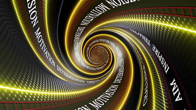 MOTIVATION Keywords on the Tunnel Walls, Animation, Background, Loop, 4k
