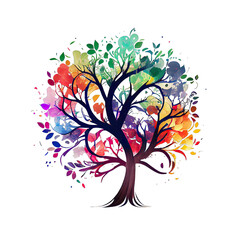 Abstract Tree of Life Illustration, Transparent Background, Generative AI