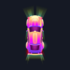 Sports car view from the top. Racing design. Blockchain game. Modern colorful design