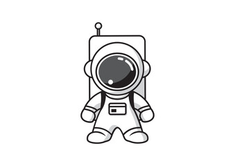 Astronaut in white space suit. Isolated vector illustration