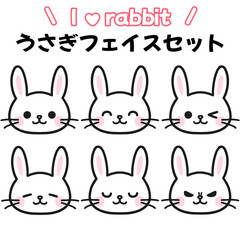 キュートなうさぎフェイスセット