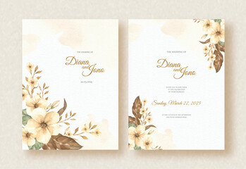 Corner of white flower arrangement on wedding invitation background