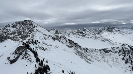 snow covered mountains