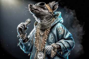 Exotischer Animal Rocker Panker  Abstrakte Illustration Digital Art Hintergrund Background Cover Generative AI Cartoon Fantasy	
