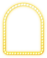 Broadway glowing light bulbs arch building window frame for text or photo.