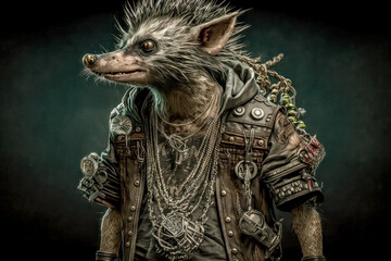Exotischer Animal Rocker Panker  Abstrakte Illustration Digital Art Hintergrund Background Cover Generative AI Cartoon Fantasy	
