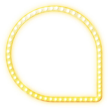 Abstract round square bubble shape light bulb glowing retro theatre style frame border	