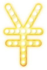 Yuan Yen symbol sign 3d bold icon light bulb effect