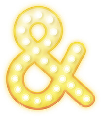 And & symbol sign in broadway light bulb style