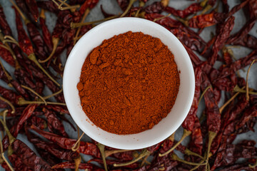 Chilli Powder in a white small Bowl