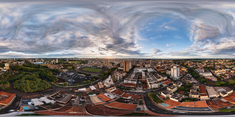 Aerial view of the Jardim Paulista neighborhood, Doctor Francisco de Palma Travassos Stadium and part of the center, with beautiful sunset