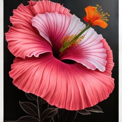 exotic high quality Hibiskus flower botanical art style, greeting card objects for anniversary, mothers and womens day wedding design