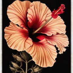 exotic high quality Hibiskus flower botanical art style, greeting card objects for anniversary, mothers and womens day wedding design © iamkova