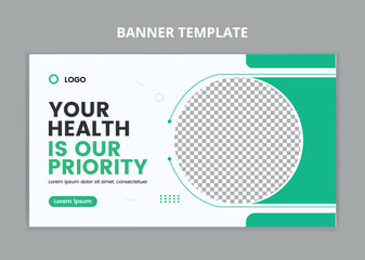 Medical Health care web banner template. for web banner ads. video thumbnail for Medical healthcare and web banner template. Dental clinic social media health service vector layout.