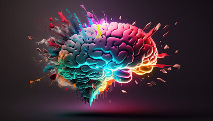 abstract colorful brain, idea concept. generative ai