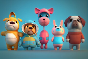 Naklejka premium Background of a 3D Cute Animal Costume Character. Created with Generative AI Technology